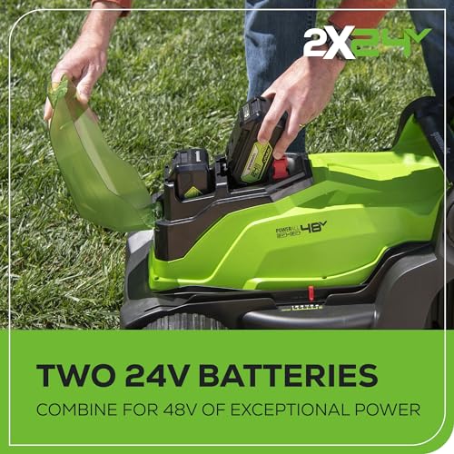 48V 17" Brushless Cordless Push Lawn Mower with 4.0Ah Batteries and Dual Port Rapid Charger P827