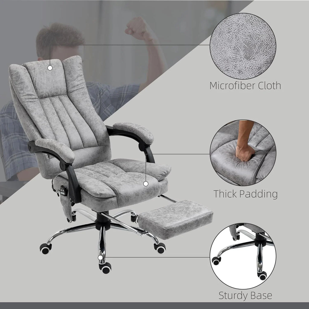 Gray Microfiber High Back Office Chair with Massage and Footrest M561811