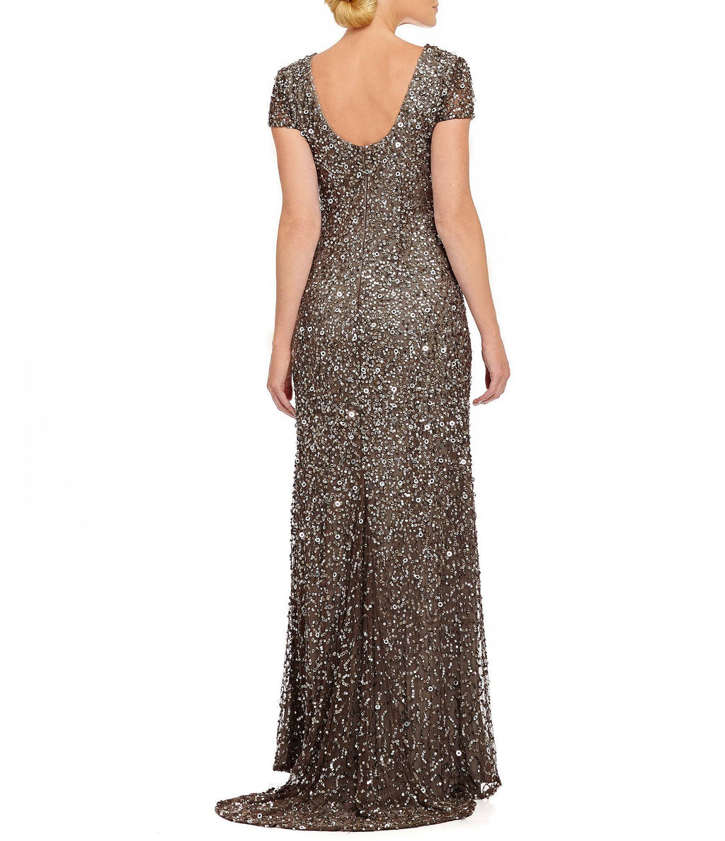 Blush Scoop Back Sequin Gown P469