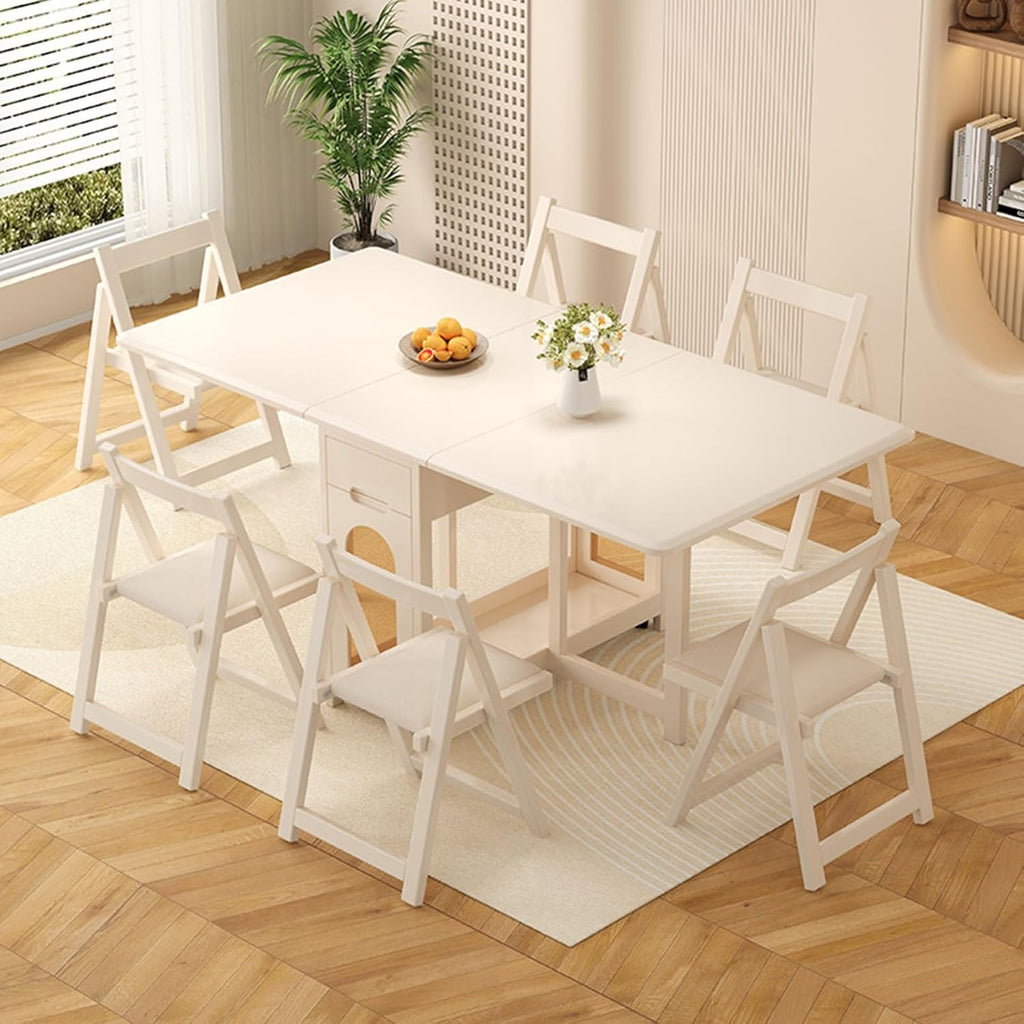 Folding Dining Table with 4 Chairs and 1 Storage Drawer O1173