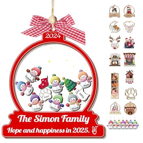 Christmas Ornament Family of 2 3 4 5 6 7 8 Wooden N7418