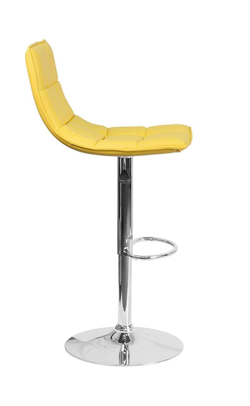 Orange Quilted Vinyl Adjustable Height Barstool with Chrome Base V2150