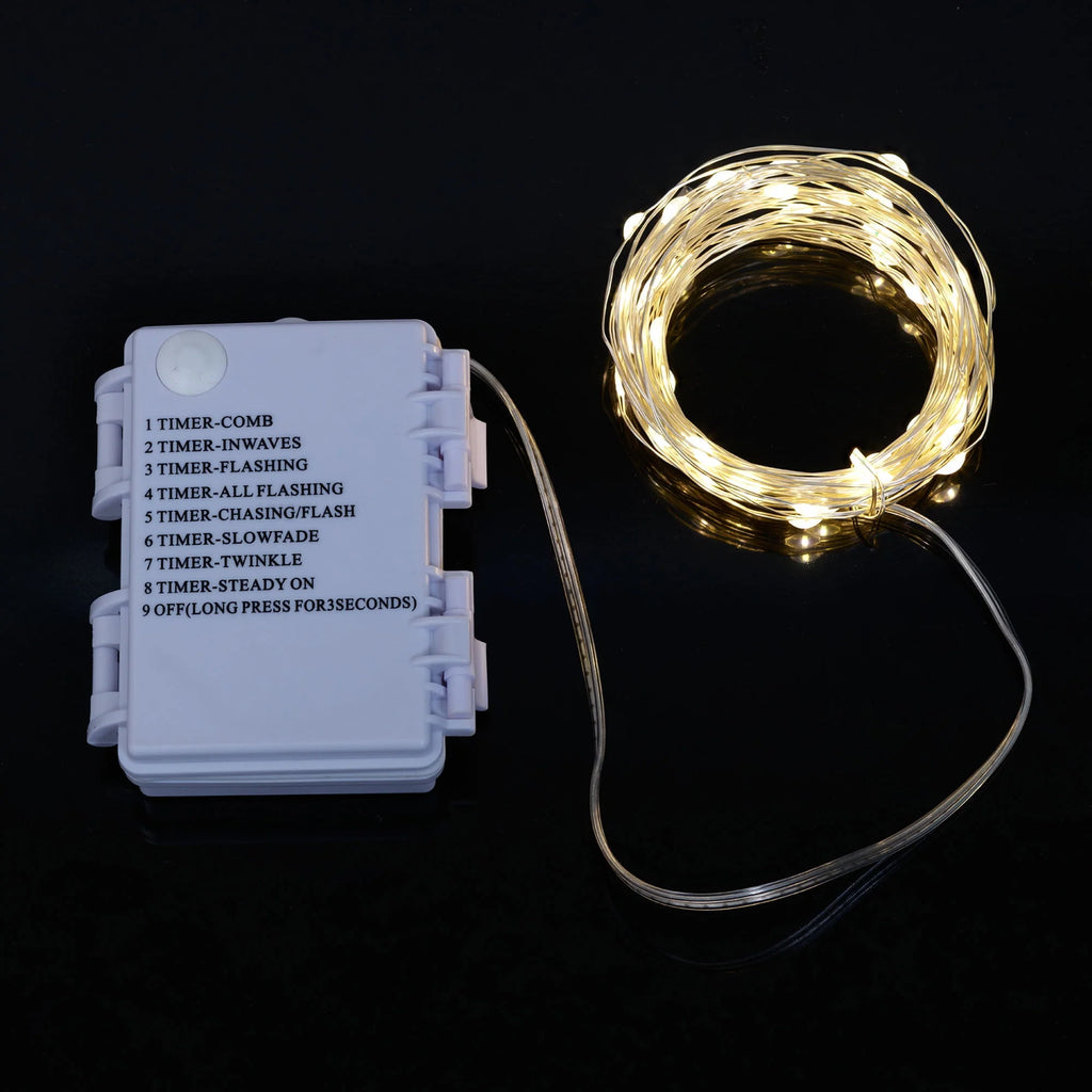 50-Count Warm White LED Wire Lights with 8 Lighting Modes I9063