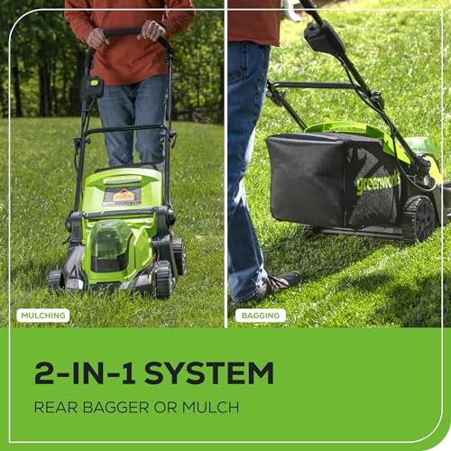 48V 17" Brushless Cordless Push Lawn Mower with 4.0Ah Batteries and Dual Port Rapid Charger P827