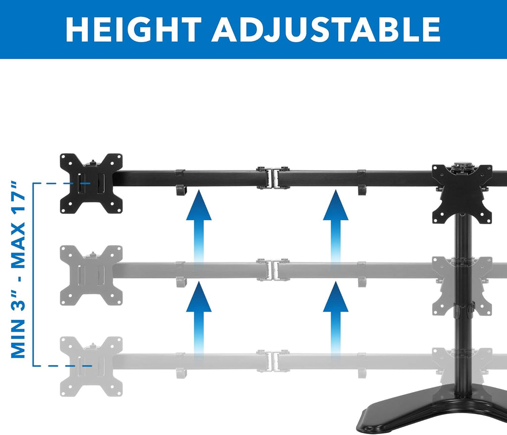 Triple Monitor Stand Freestanding Computer Desk Mount for 27 Inch Monitors VESA 75 100 J4612