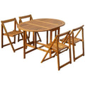 5 Piece Folding Outdoor Dining Set Solid Acacia Wood W579712