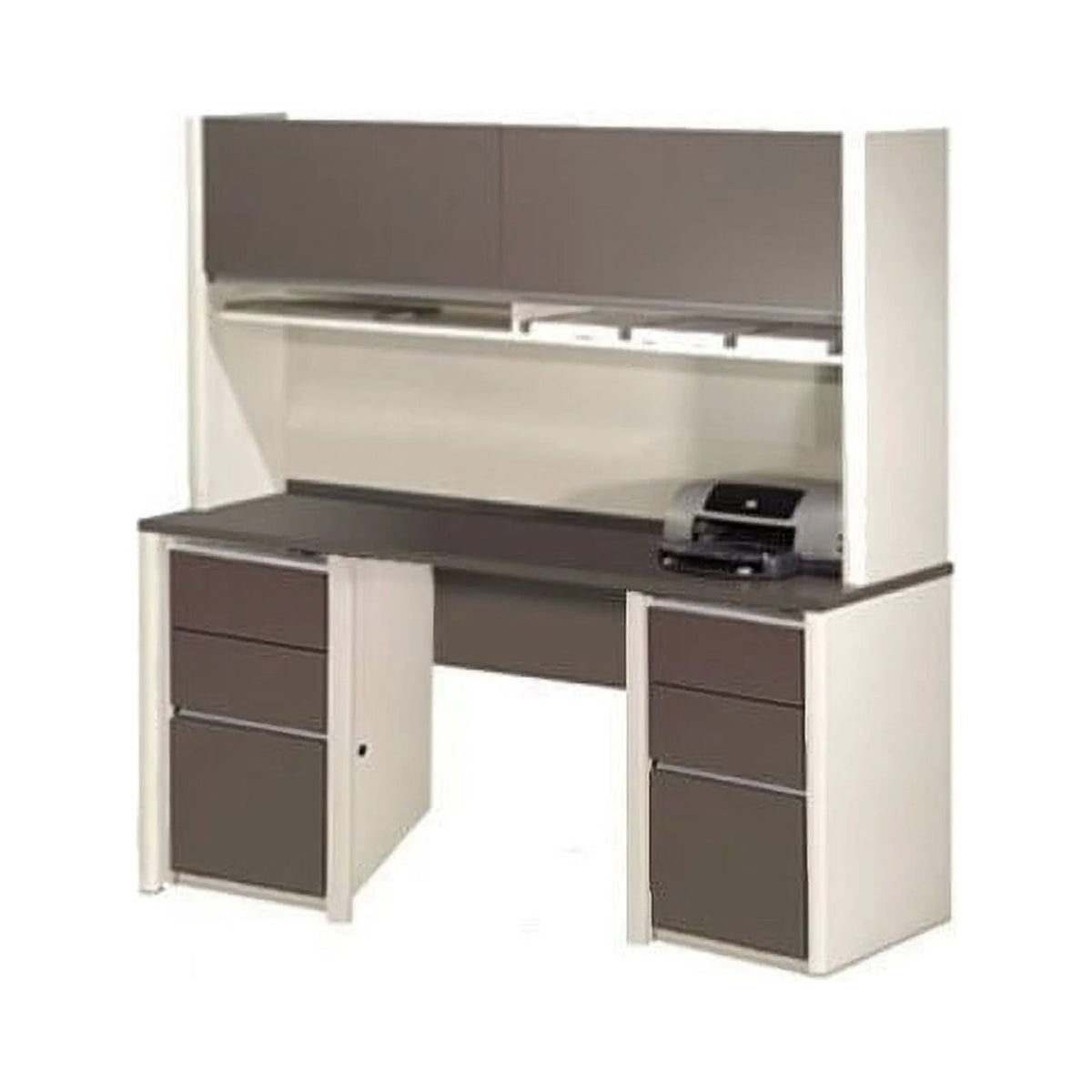 Office Credenza and Hutch with 2 Pedestals L5817