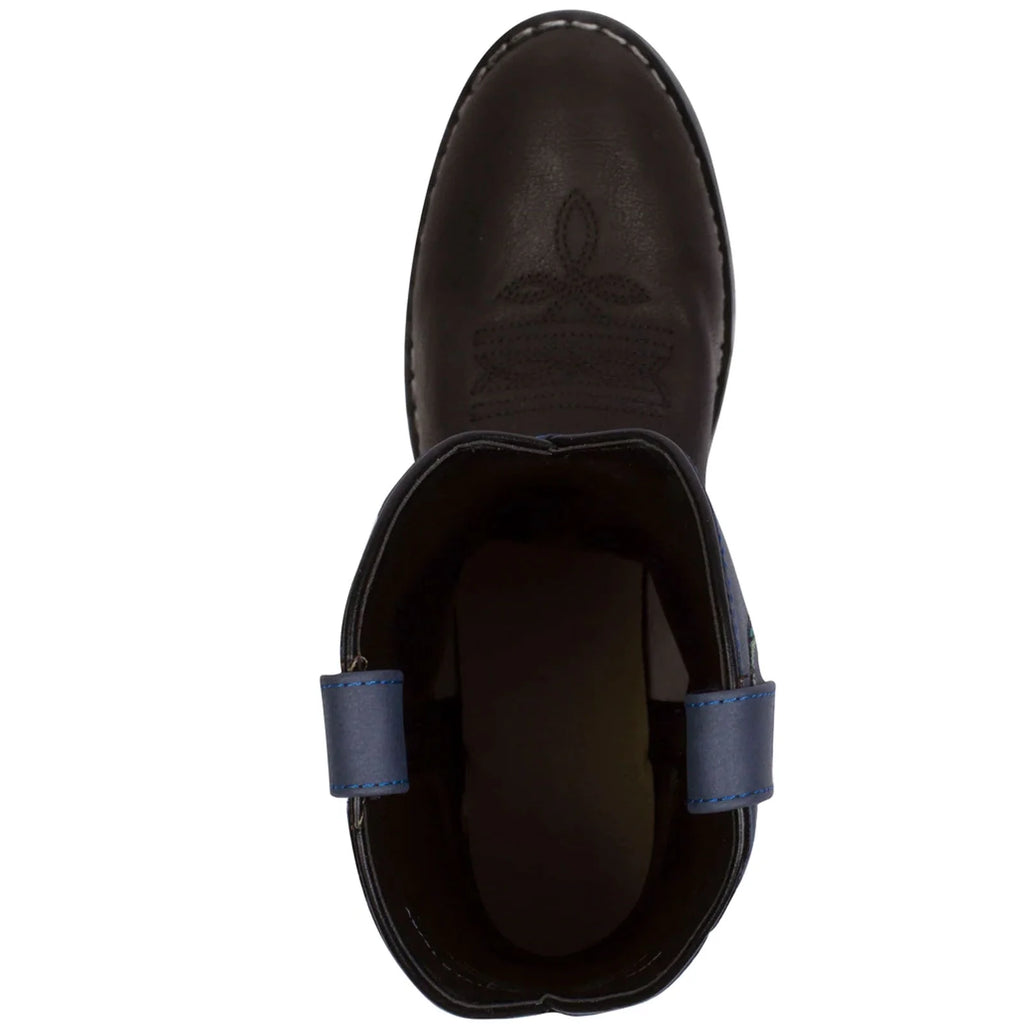 Black Blue Kids Western Boots N414