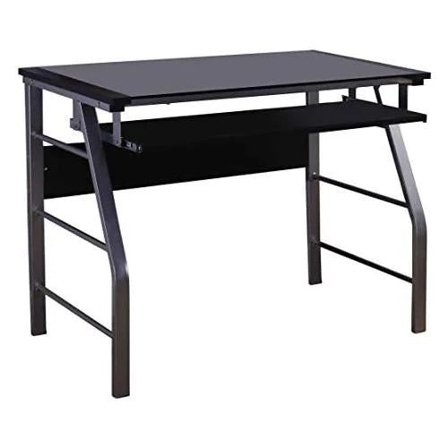 Glass and Metal Computer Workstation Desk C238