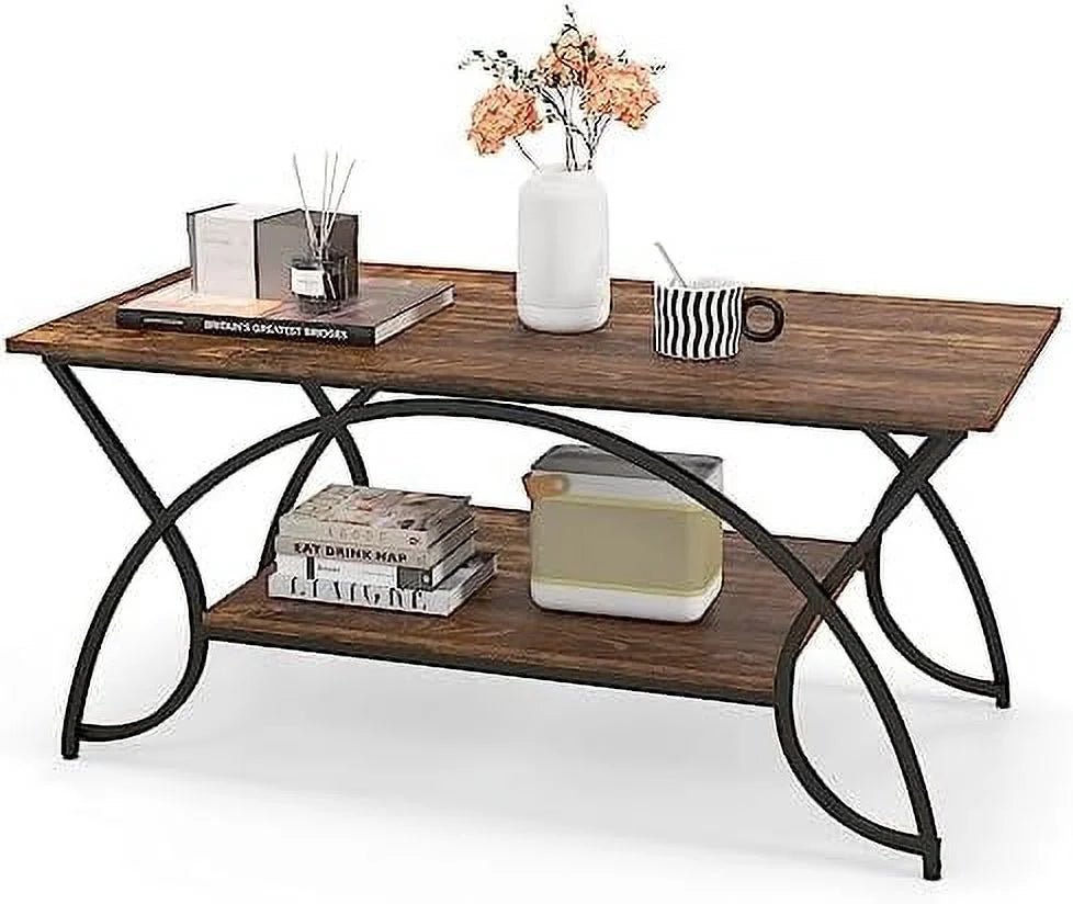 2-Tier Rectangular Faux Marble Coffee Table P838209