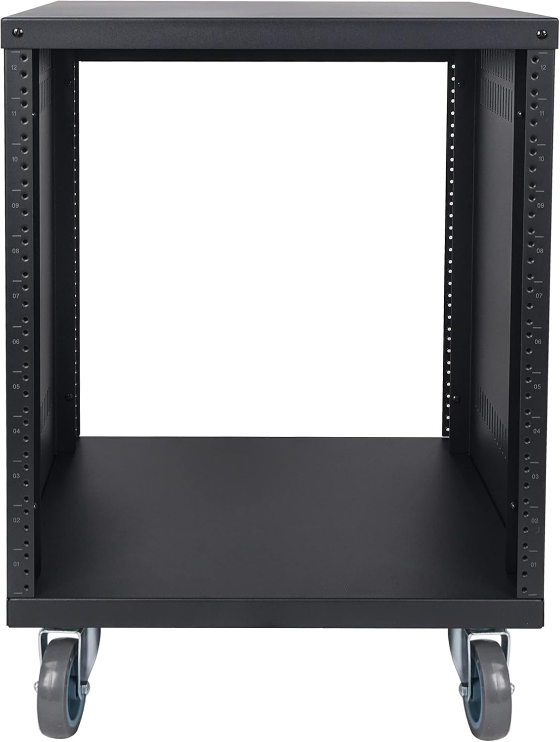 12U Universal Steel Rack with 3 Locking Casters and Vented Side Panels S238