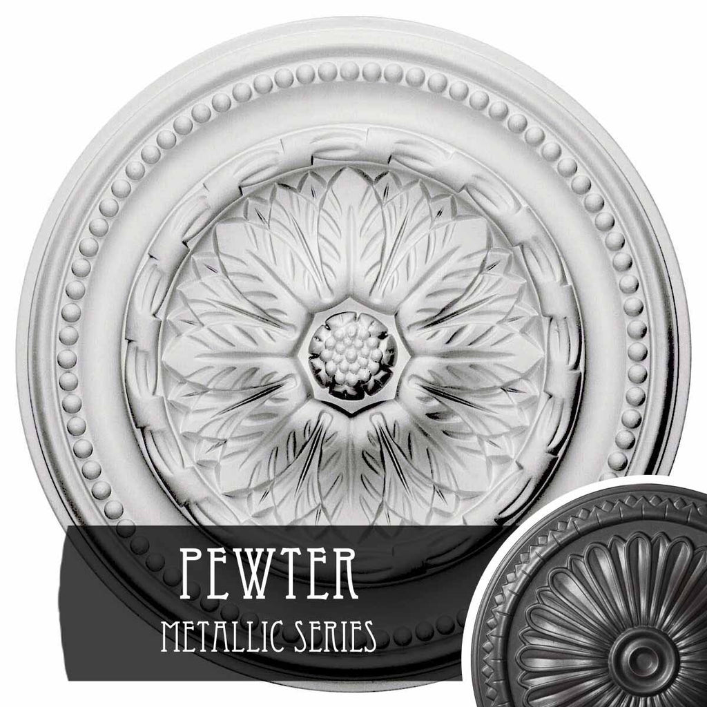 15 3/4 inch x 1 7/8 inch Ceiling Medallion Hand-Painted Pewter A6666