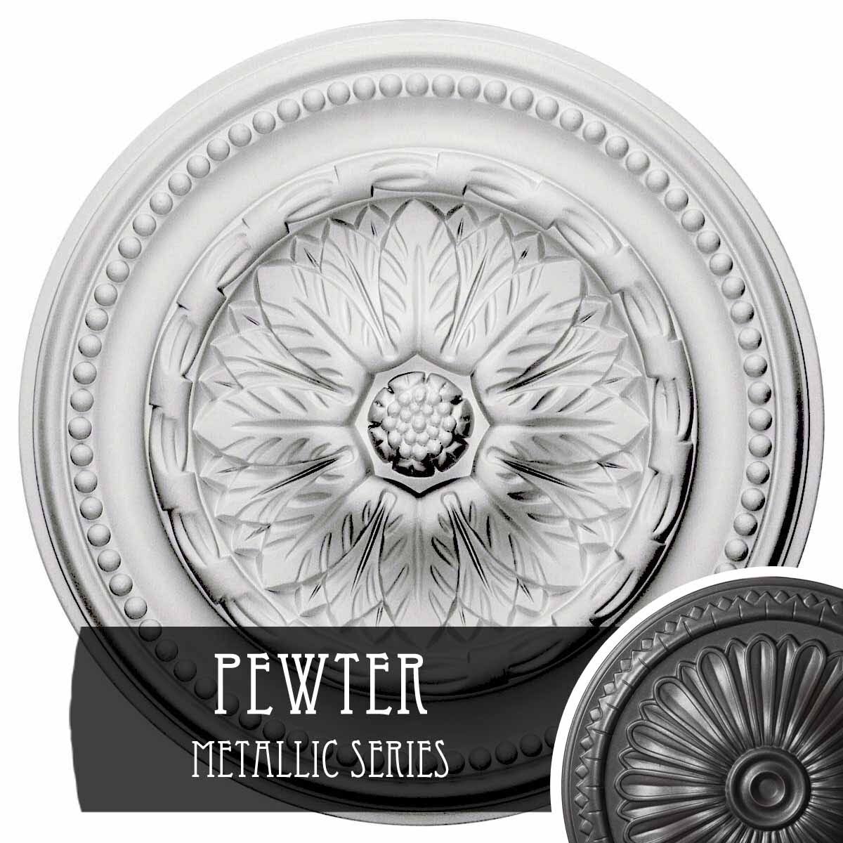 15 3/4 inch x 1 7/8 inch Ceiling Medallion Hand-Painted Pewter A6666