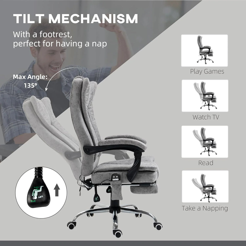 Gray Microfiber High Back Office Chair with Massage and Footrest M561811