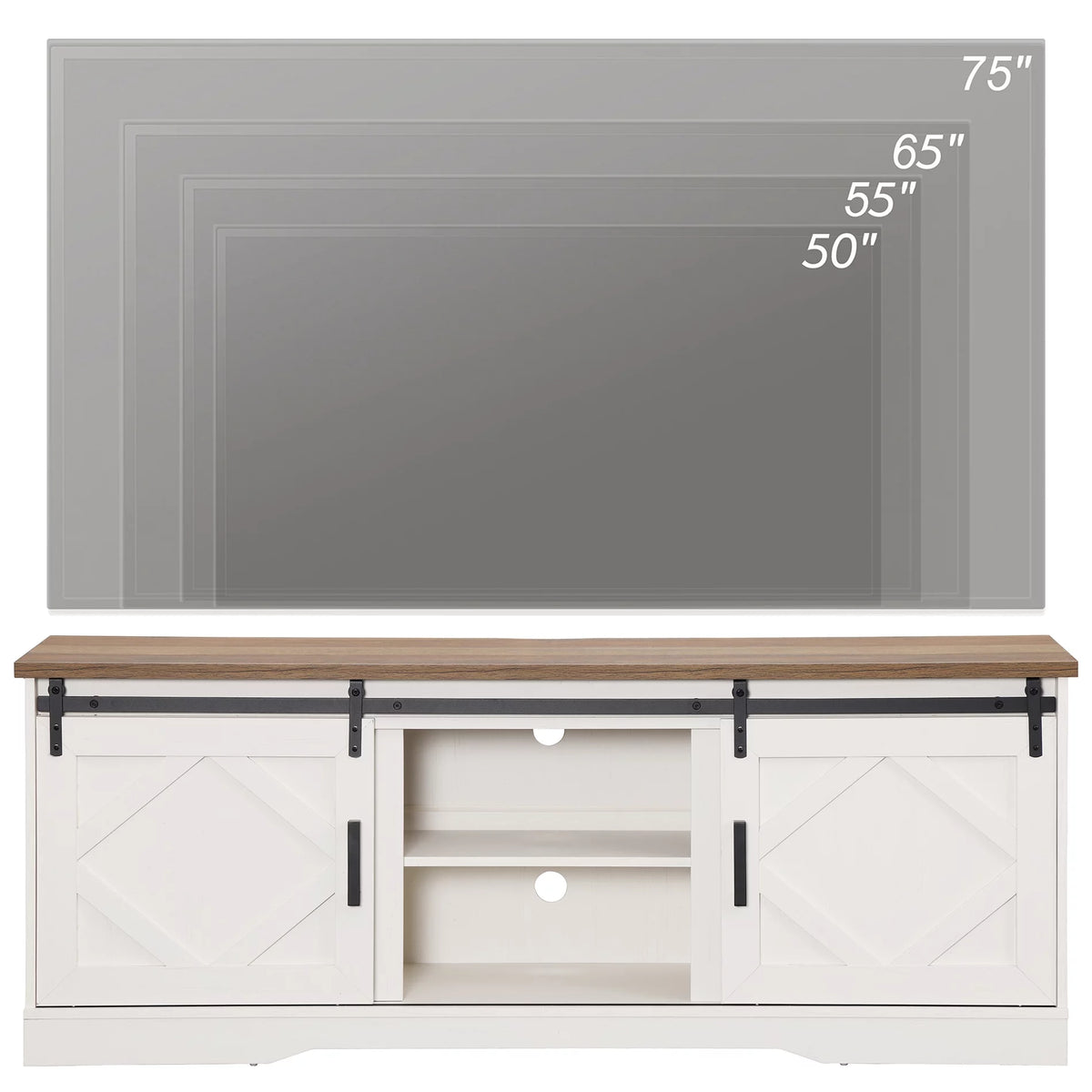 White Wood Fireplace TV Stand for TVs Up to 75 inch X391379