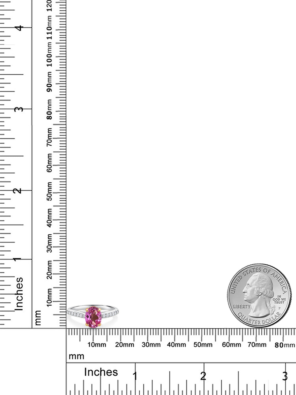 10K Yellow and White Gold Pink Mystic Topaz and White Lab Grown Diamond Engagement Ring (1.48 Cttw, Oval 8X6MM) B4242