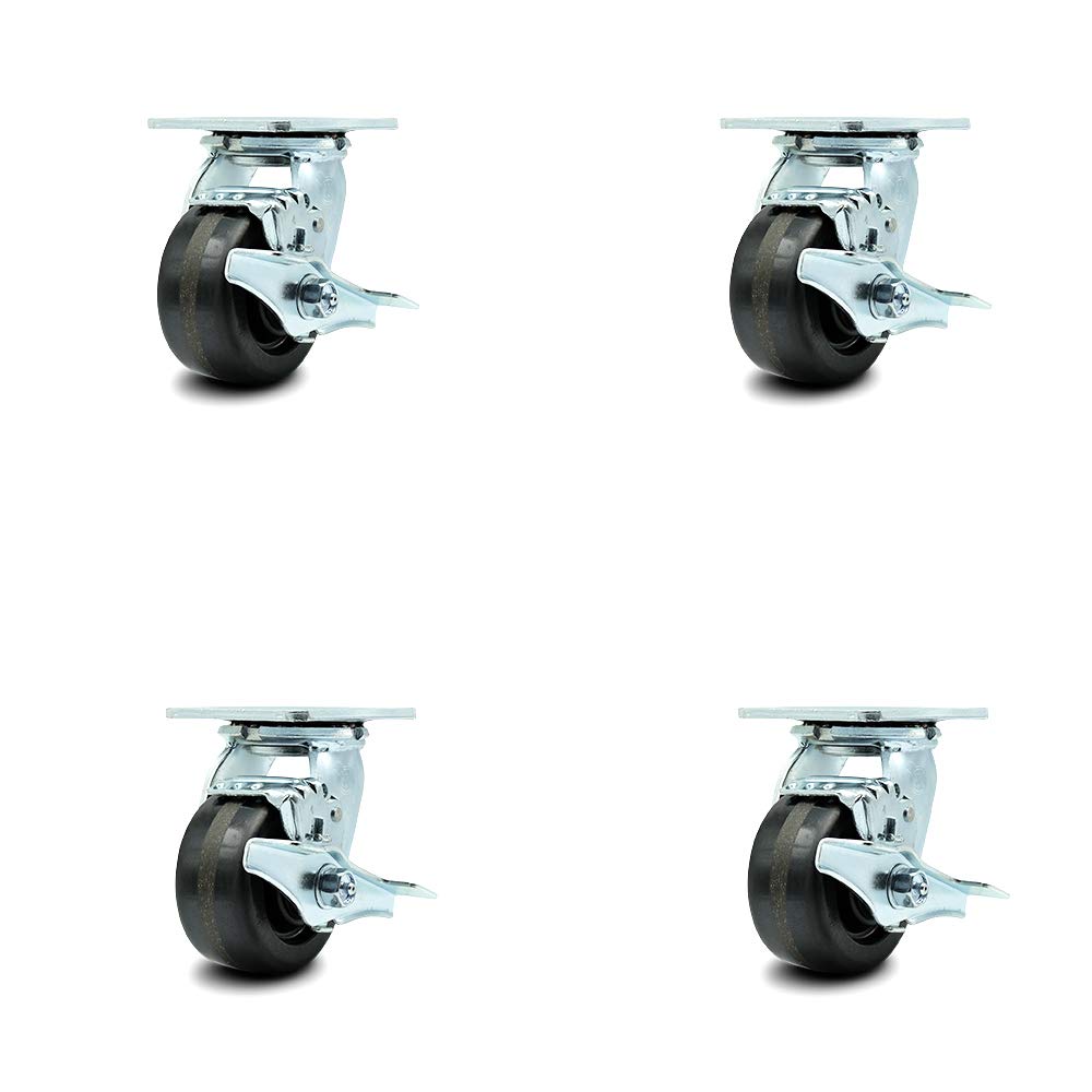 10 Inch Swivel Caster with Brake Semi-Pneumatic Wheel Pack of 2 O910