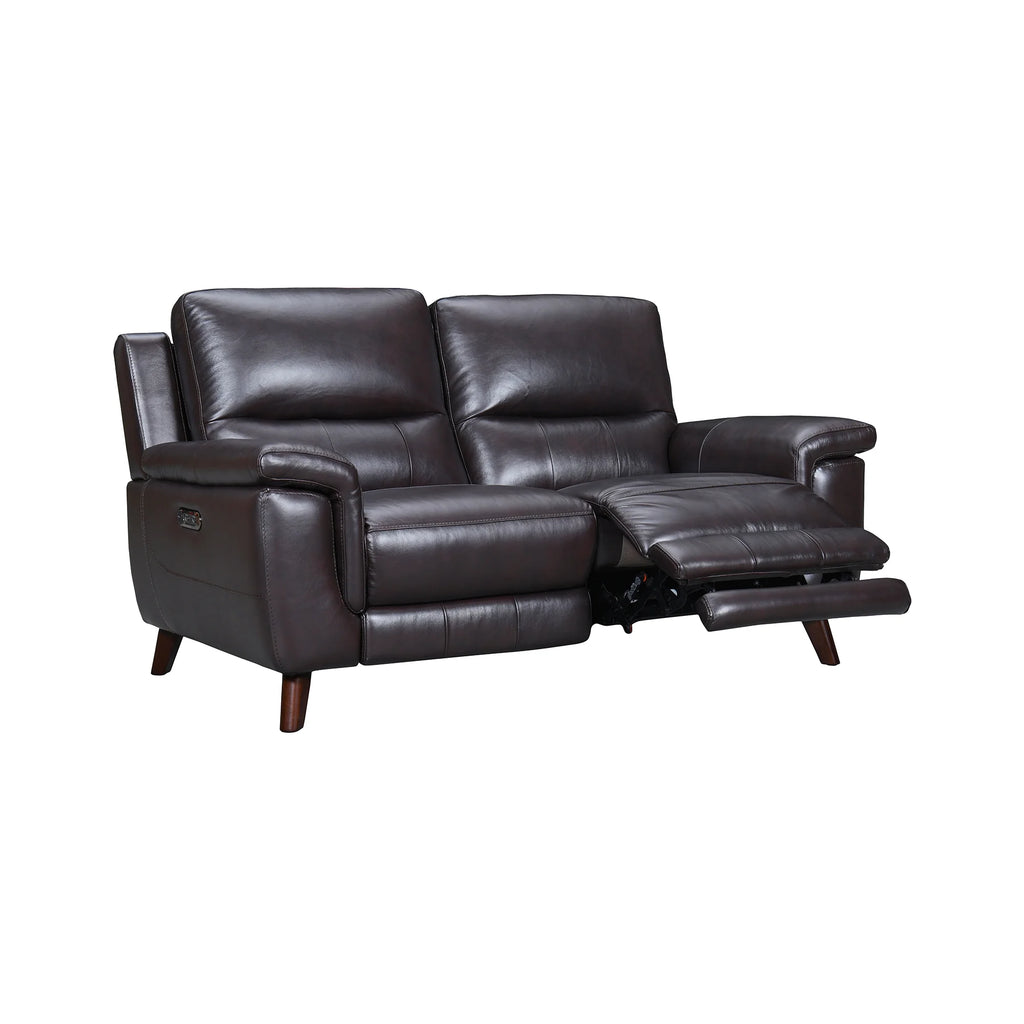 Brown Leather Power Recliner Loveseat with USB N51379