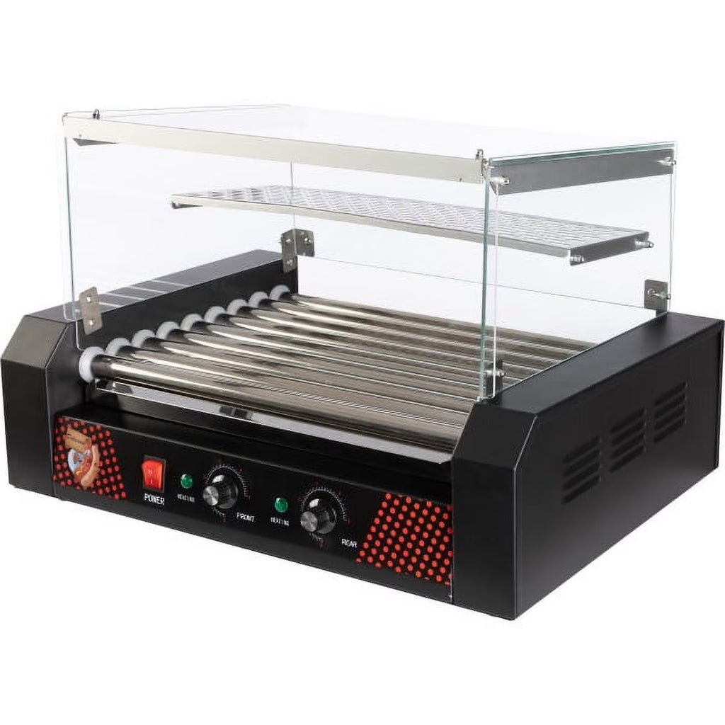 9-Roller Hot Dog Grill with Bun Warmer and Cover U1306