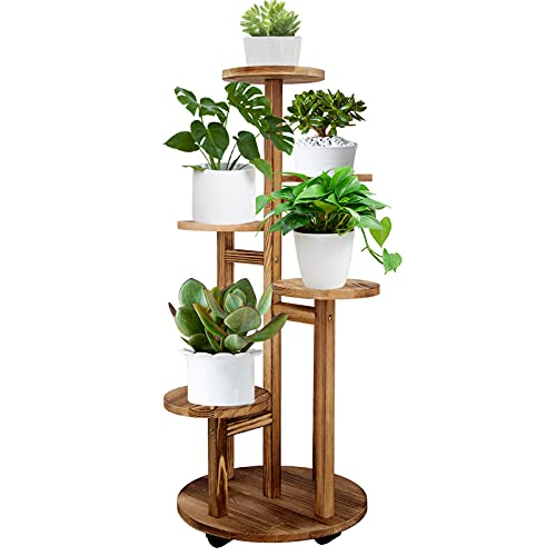 5 Tiered Walnut Wood Plant Stand M51096