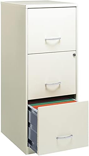 3 Drawer Vertical Metal File Cabinet with Lock Pearl White T8249