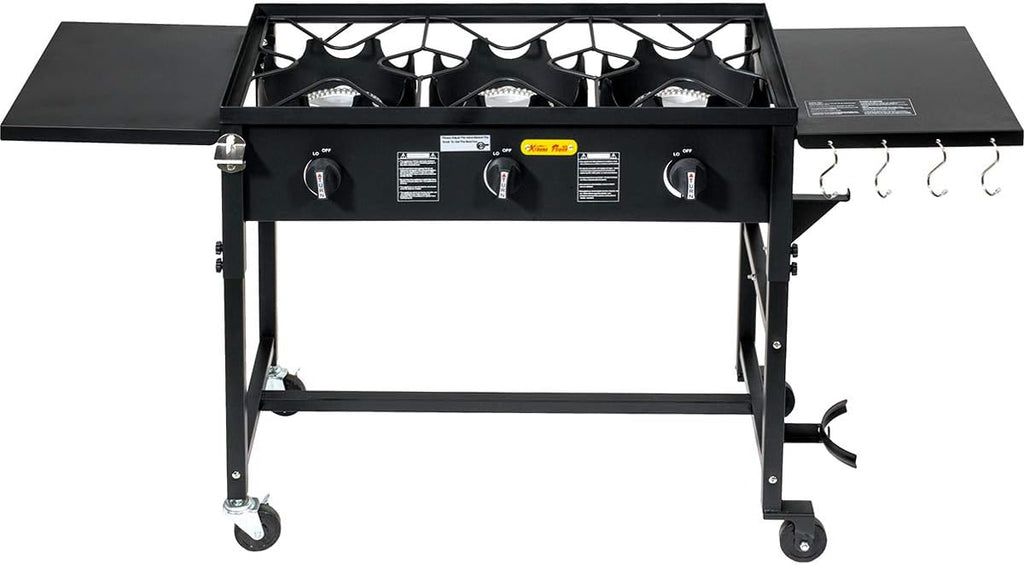 Portable Propane Triple-Burner Outdoor Camp Stove with Regulator D538622