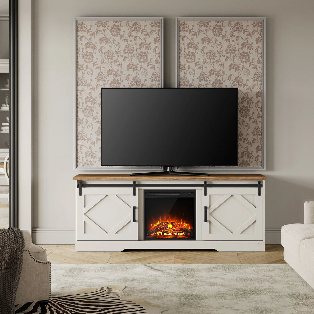 White Wood Fireplace TV Stand for TVs Up to 75 inch X391379