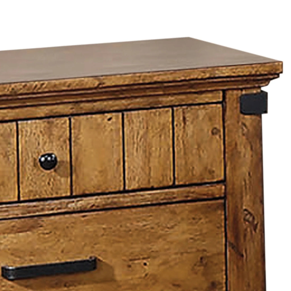 Wooden Nightstand With 3 Drawers Y567