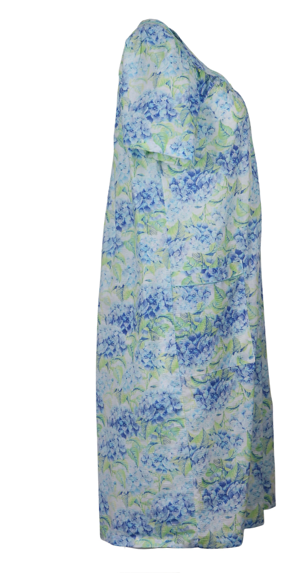 Blue Hydrangea Snap-Front Duster Robe With Pockets Z285