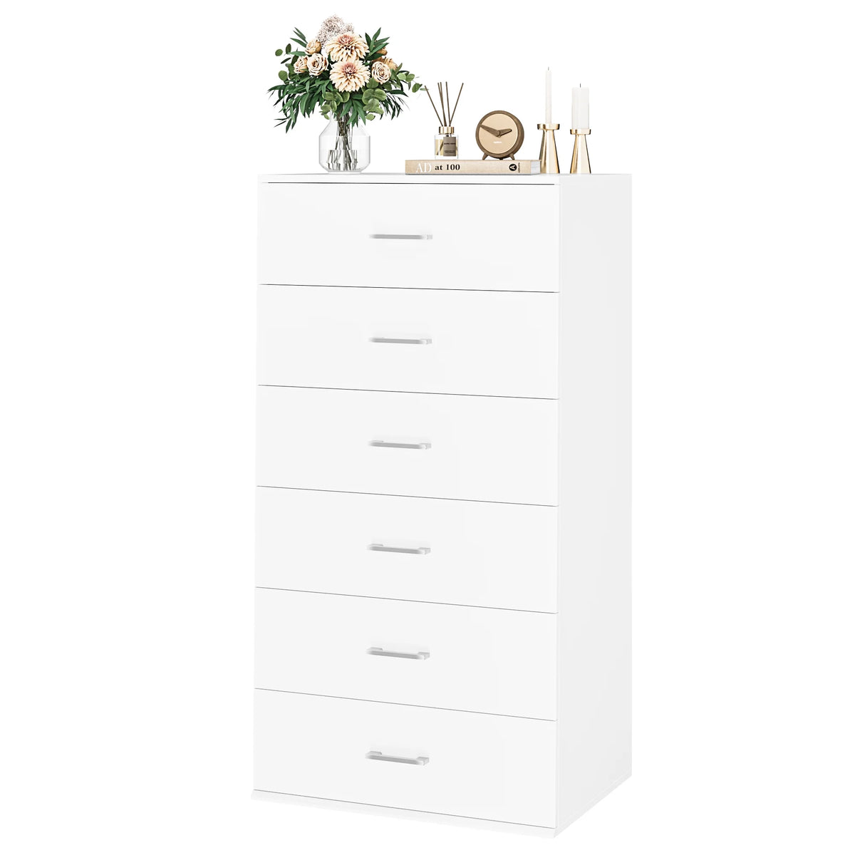 White 6 Drawer Wood Dresser S11518