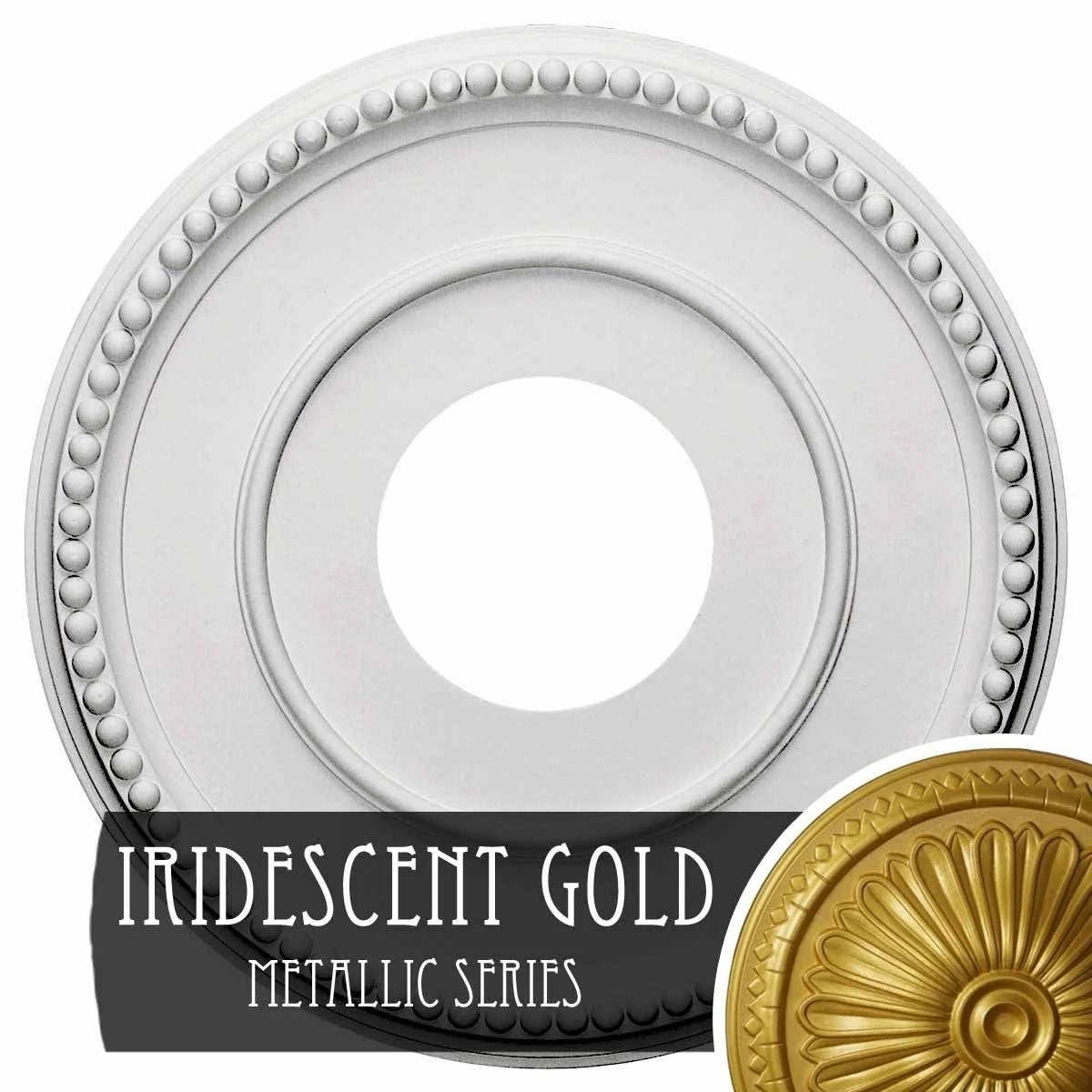 12 1/2x22OD x 3 7/8x22ID x 3/4x22P Ceiling Medallion, Hand-Painted Iridescent Gold O6537
