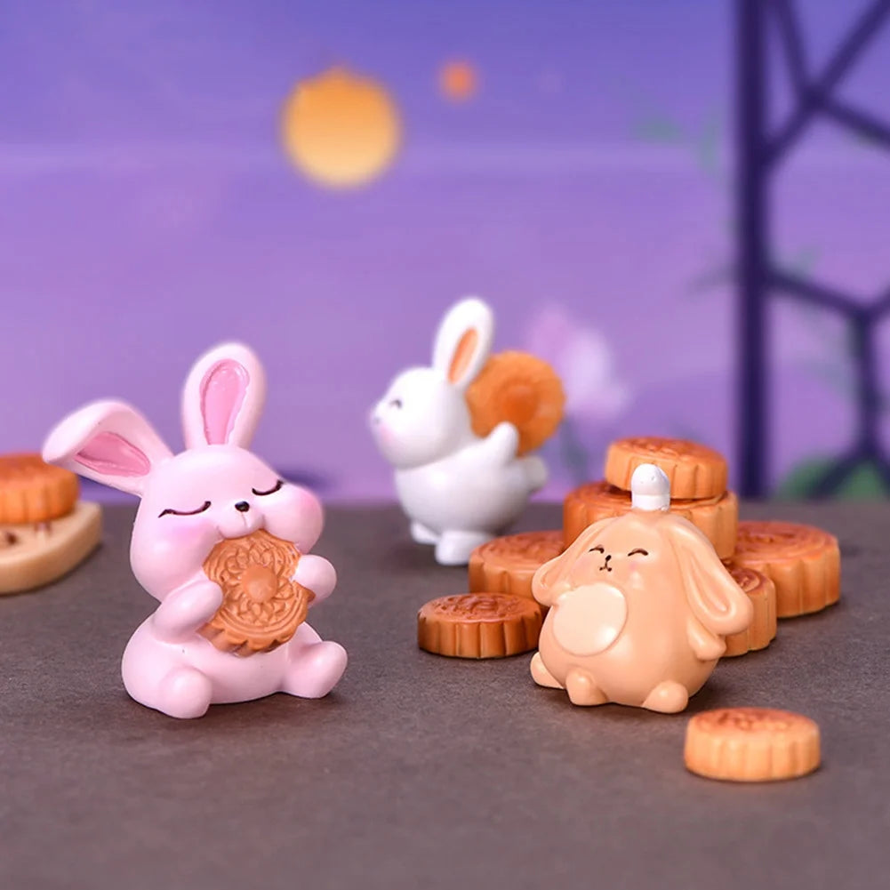 Resin Dollhouse Miniature Moon Cake Rabbit Ornaments S1262