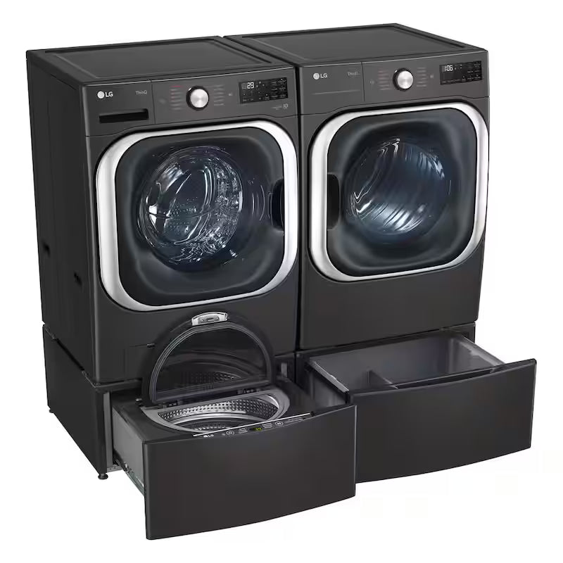 29 in. Laundry Pedestal with Storage Drawer in Black Steel B9816