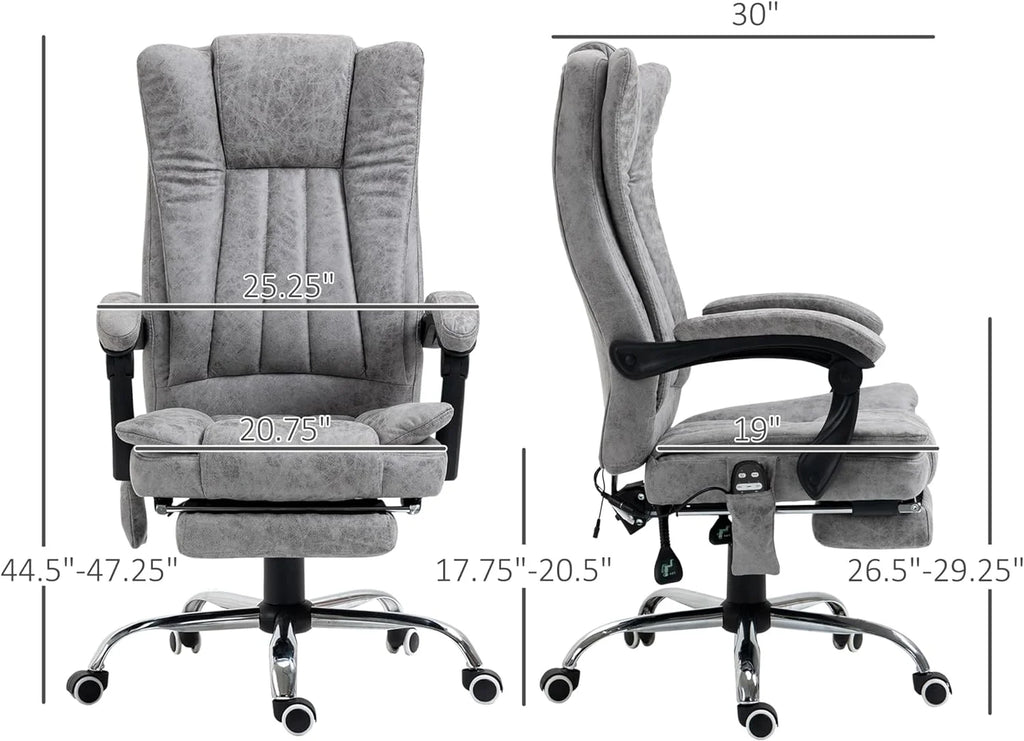 Gray Microfiber High Back Office Chair with Massage and Footrest M561811