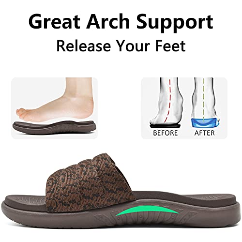Mens Arch Support Open Toe Adjustable Slides Sandals E51091