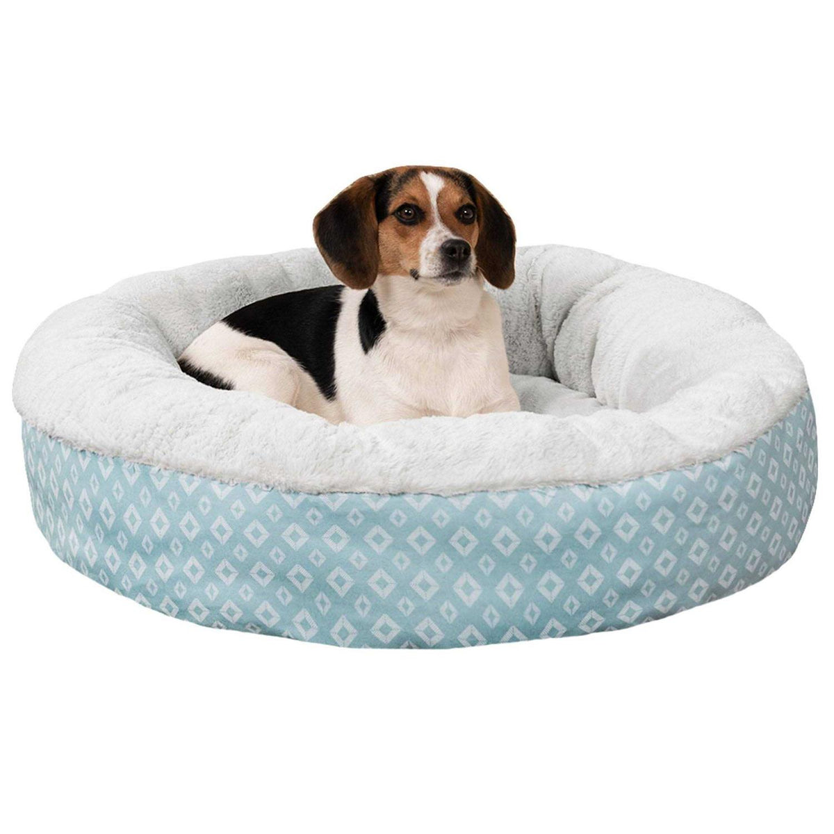 Plush Diamond Print Donut Pet Bed S107828