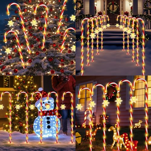 24 Pack Solar Candy Cane Lights with Remote T1200