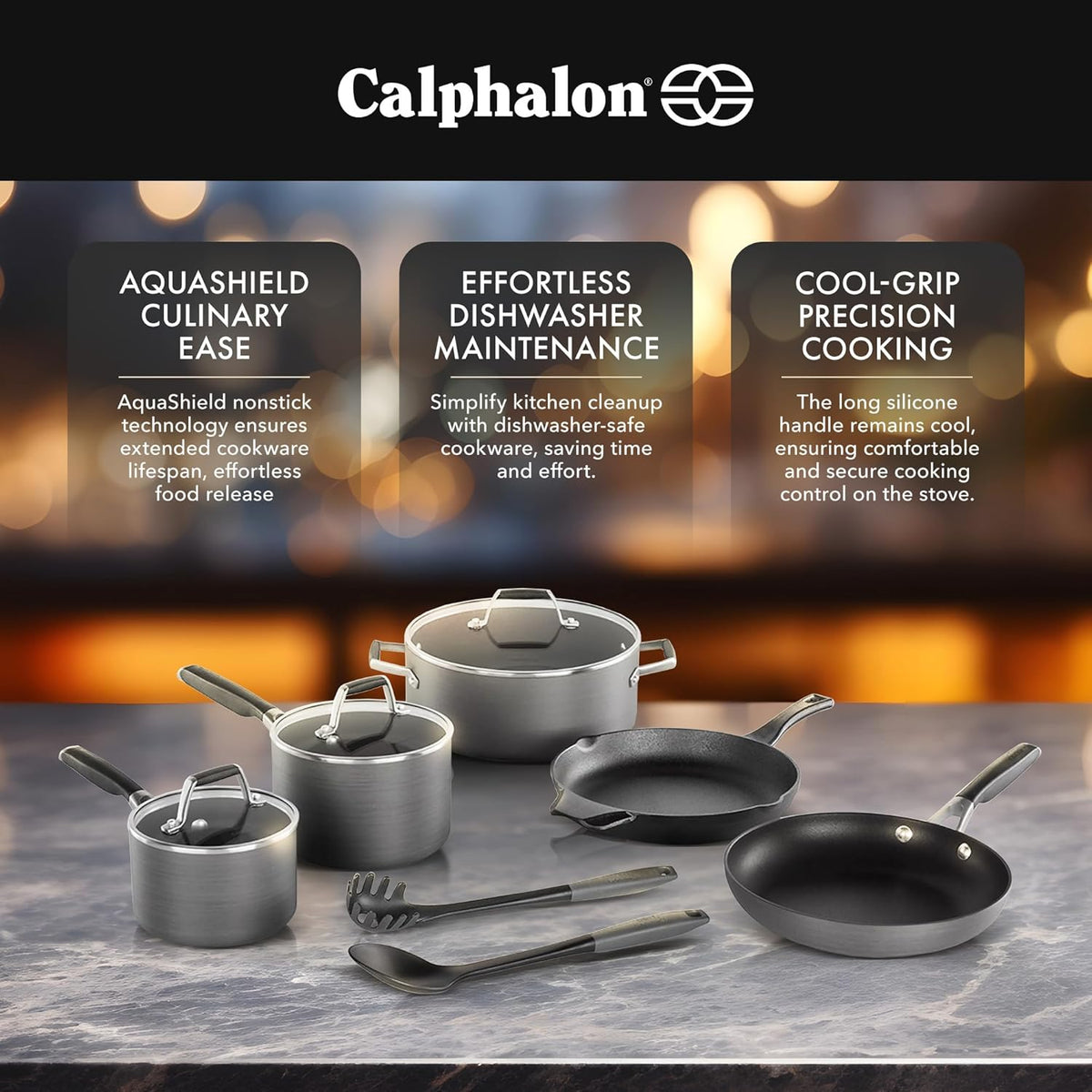 10 Piece Hard Anodized Nonstick Pots and Pans Cookware Set X504261