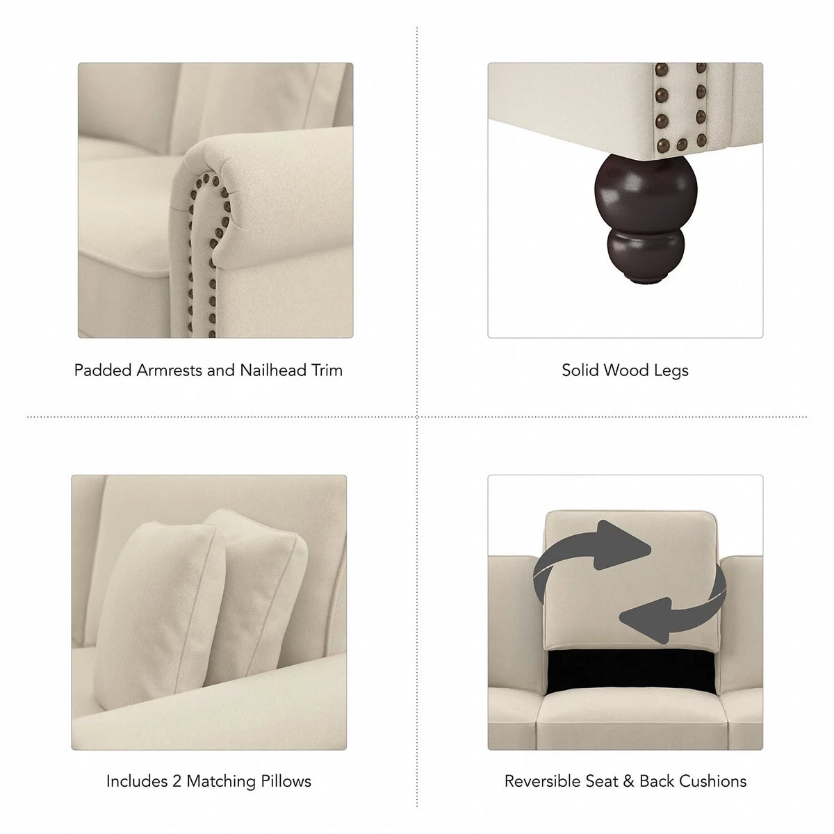 Cream Herringbone Fabric Sofa R954012
