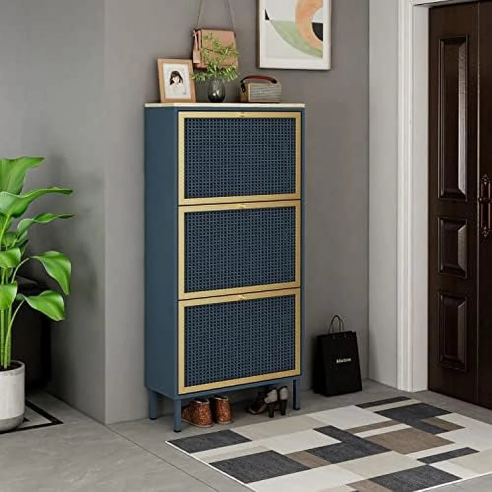 Metal Shoe Cabinet with 3 Flip Drawers Q932520