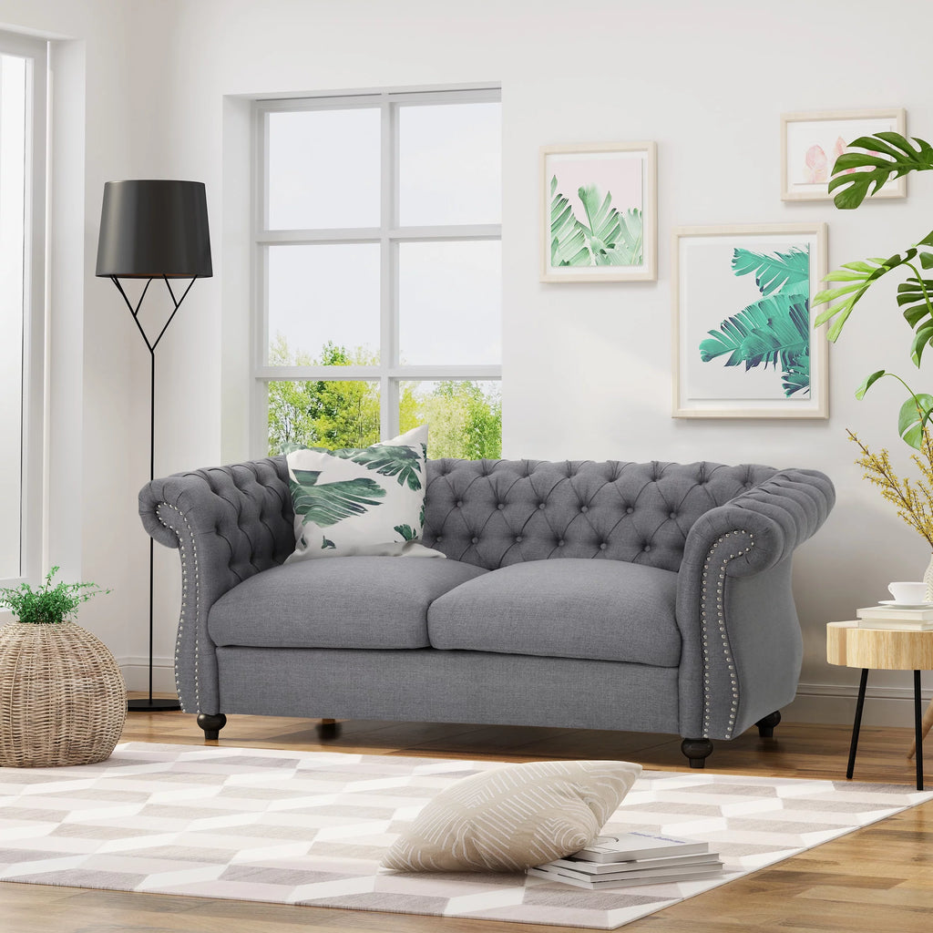 Dark Gray Fabric Loveseat Sofa Z86452