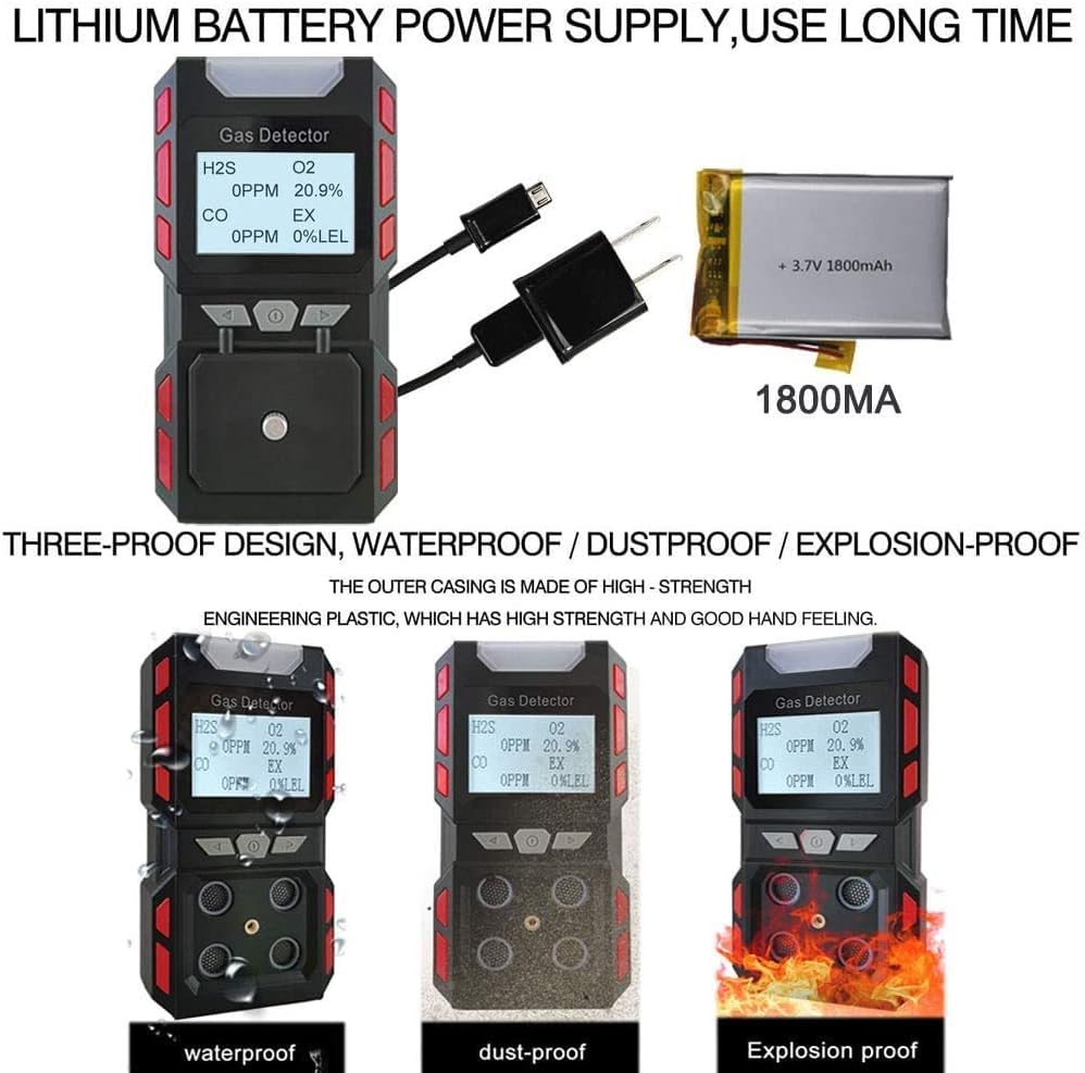 4 Gas Monitor Multi Gas Detector Rechargeable Portable Gas Detector Y8208
