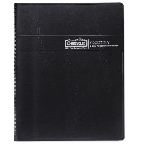 24-Month Recycled Ruled Monthly Planner, 11 x 8.5, Black Cover X406506