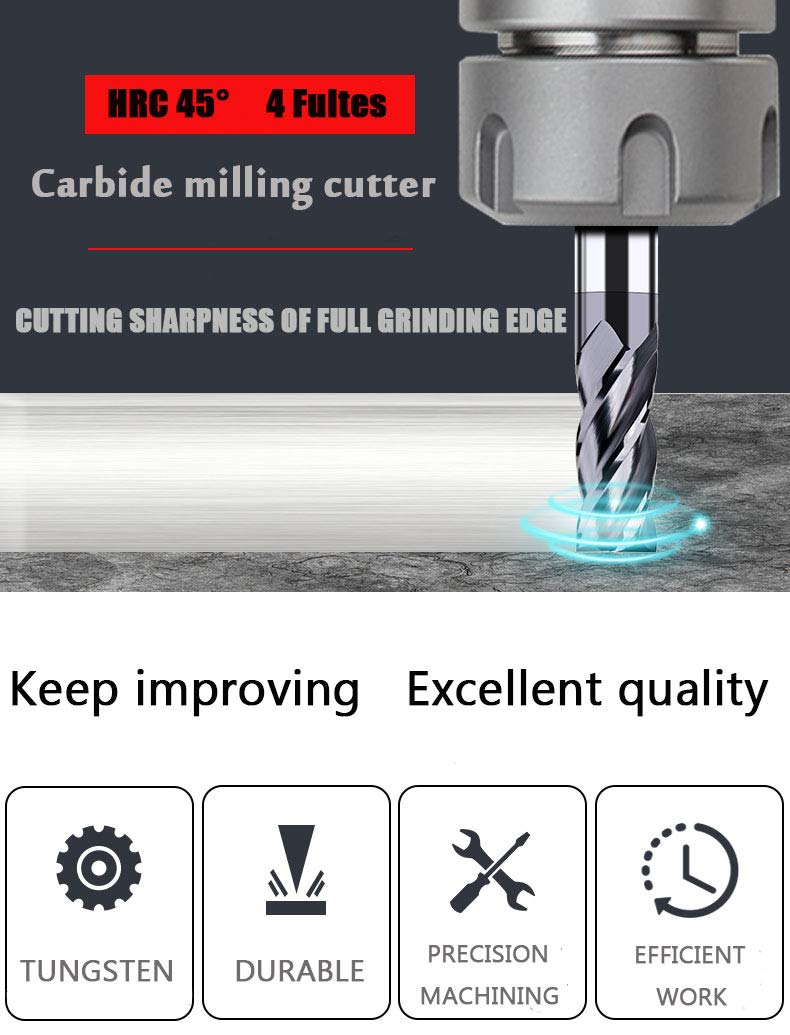 1/8 Carbide Square End Mill 4 Flute AlTiN Pack of 2 Y20192