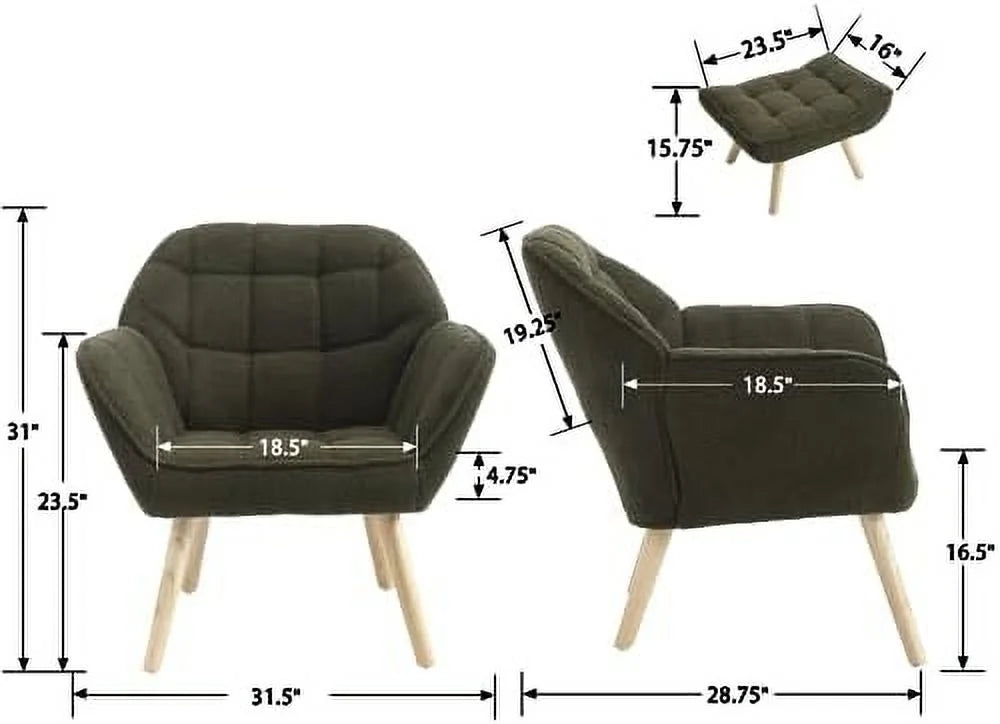Green Sherpa 2-Seat Mini Sofa Couch with Wood Legs H53503