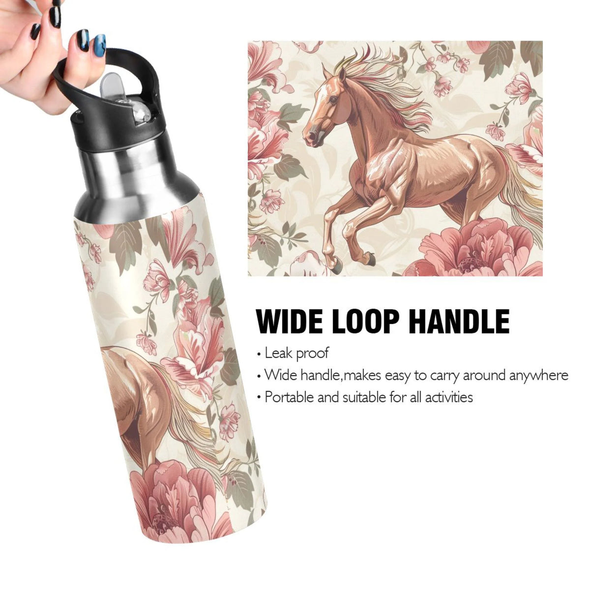 Insulated Thermos Stainless Steel Water Bottle with Straw Lid Flask, 20 oz A9064