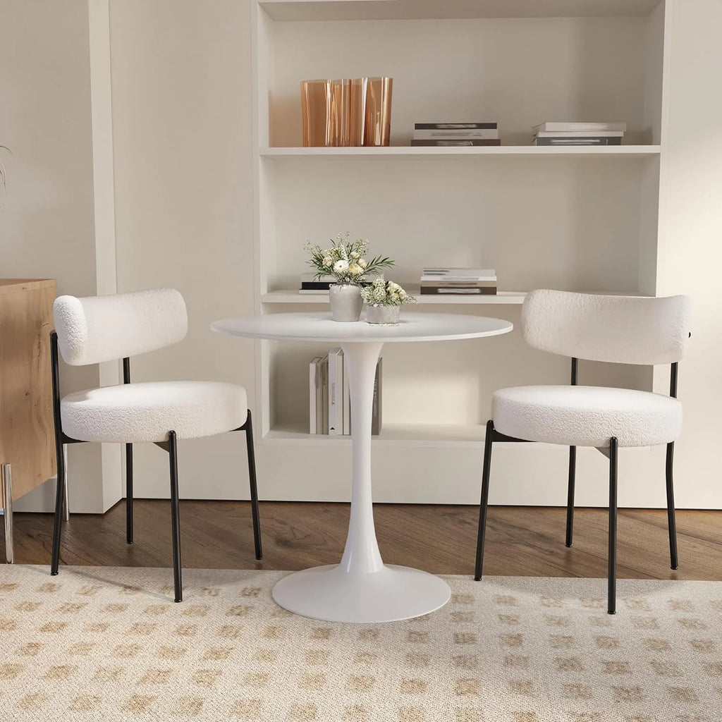 Round Dining Table Set for 2, 3 Pieces White A272532