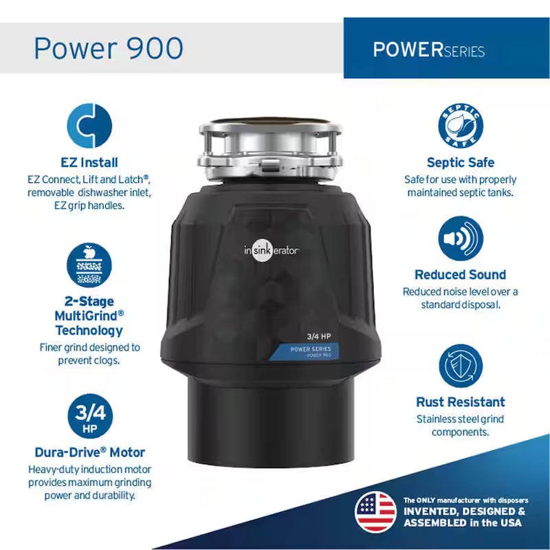 3/4 HP Continuous Feed Garbage Disposal with Power Cord O5054