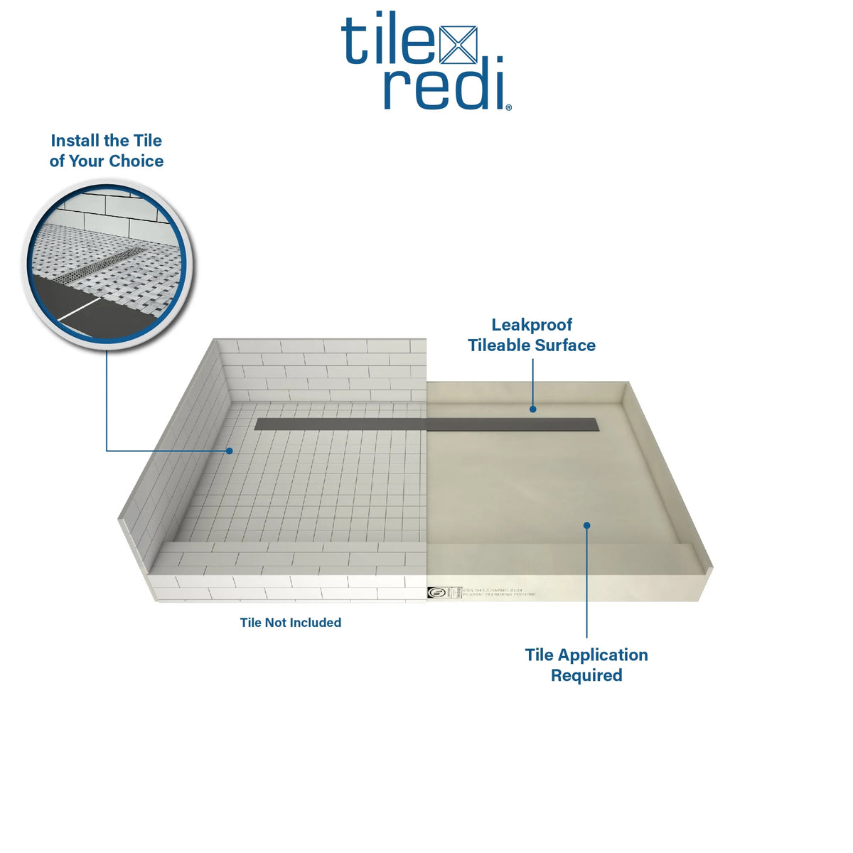 36" X 72" Rectangular Shower Base G2505