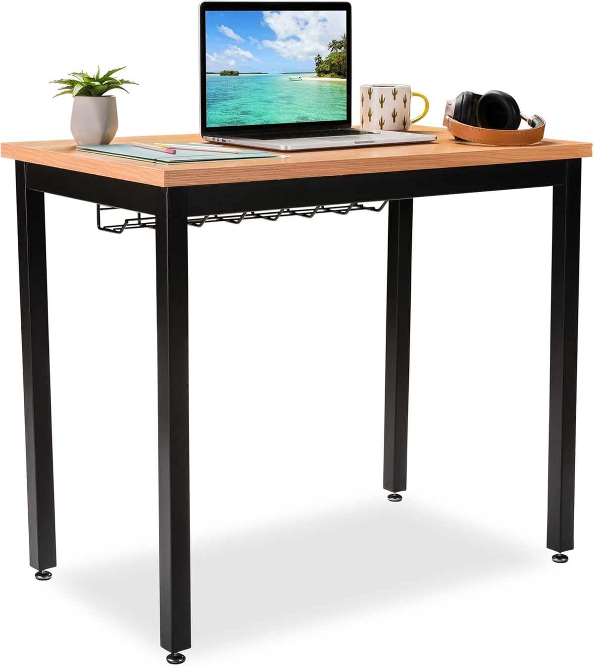 Black Computer Desk with Cable Management Tray A16721
